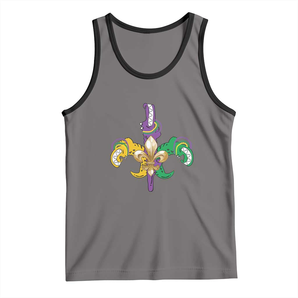 Mardi Gras Alligator Crocodiles Funny Fleur De Lis Tank Top