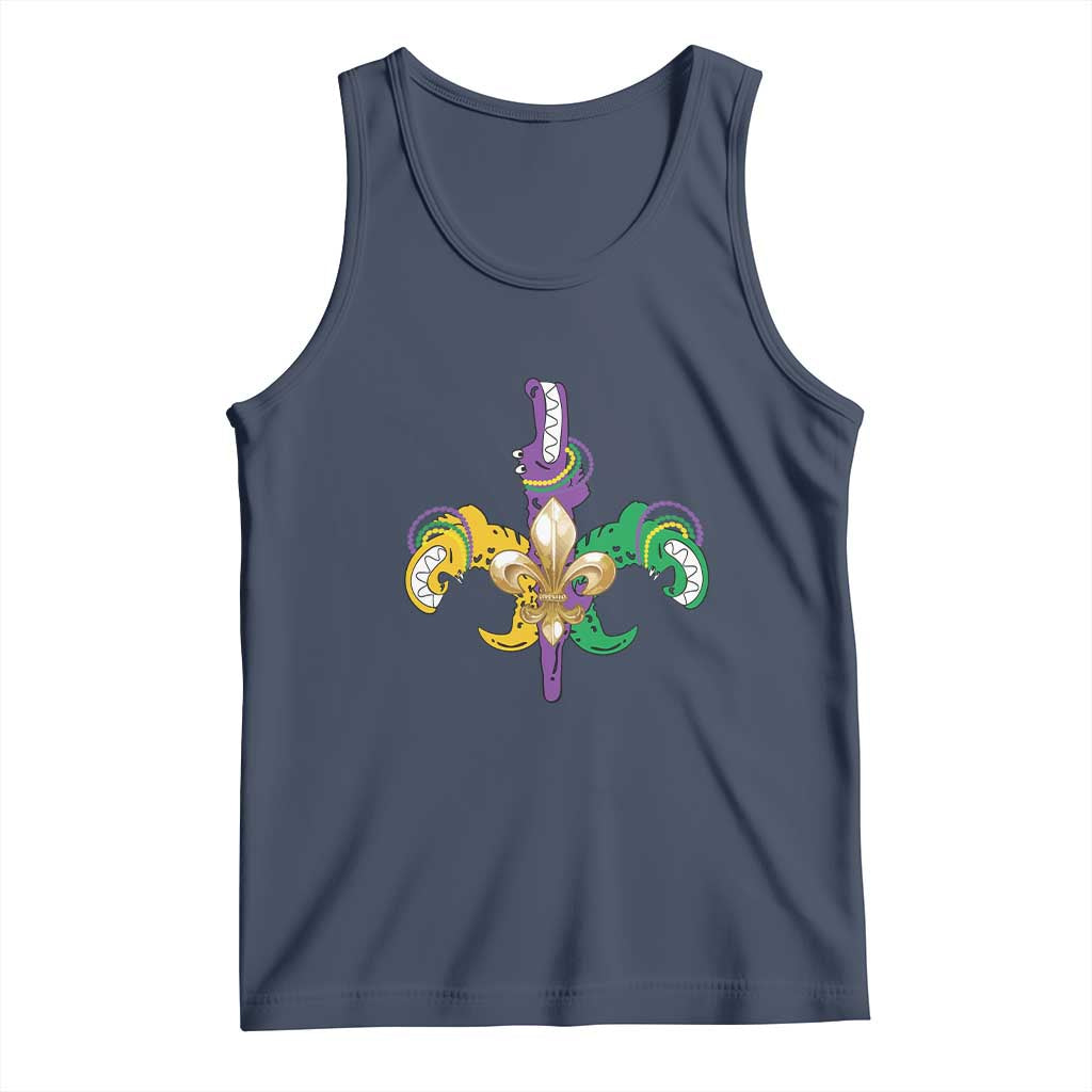 Mardi Gras Alligator Crocodiles Funny Fleur De Lis Tank Top