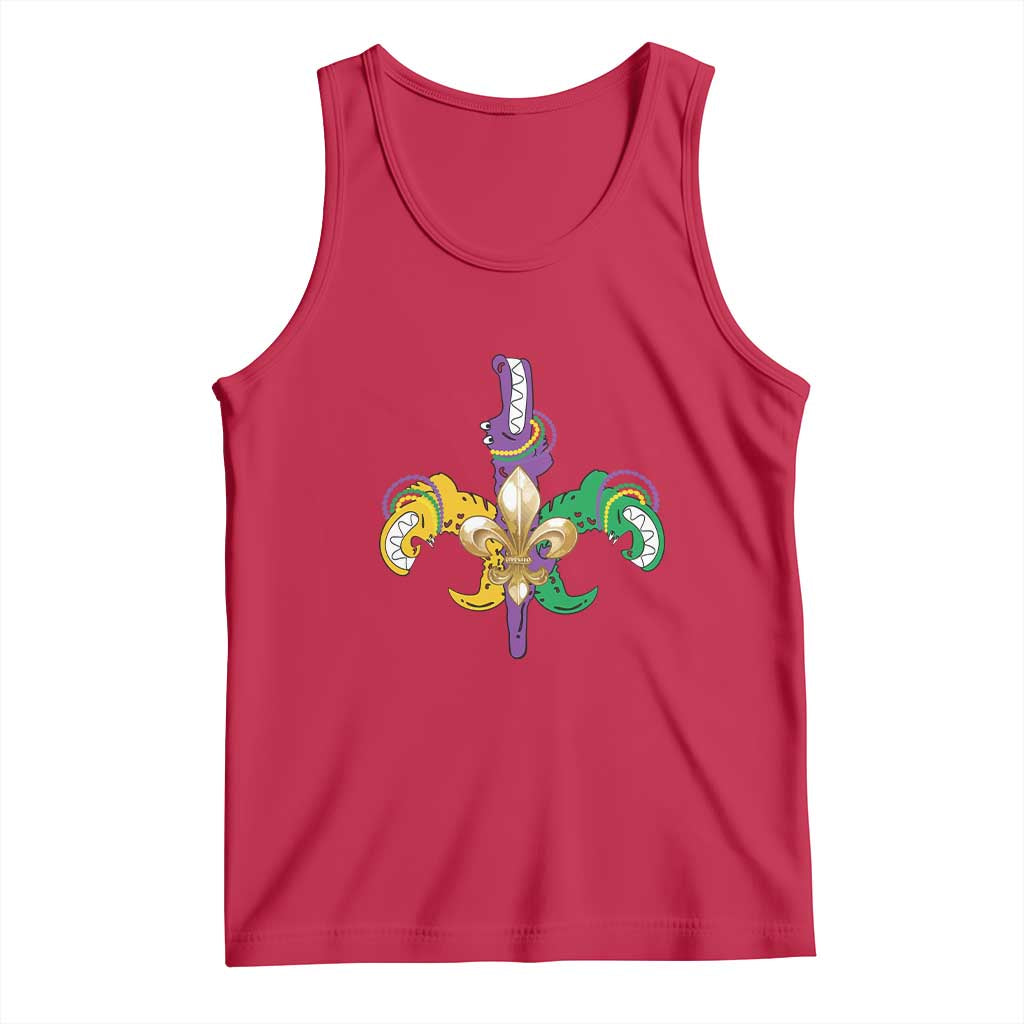 Mardi Gras Alligator Crocodiles Funny Fleur De Lis Tank Top
