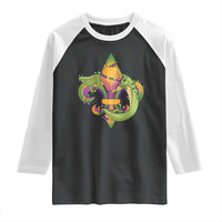 Mardi Gras Alligator Crocodiles Fleur De Lis Raglan Shirt