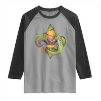 Mardi Gras Alligator Crocodiles Fleur De Lis Raglan Shirt
