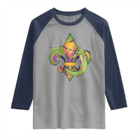 Mardi Gras Alligator Crocodiles Fleur De Lis Raglan Shirt
