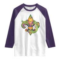 Mardi Gras Alligator Crocodiles Fleur De Lis Raglan Shirt