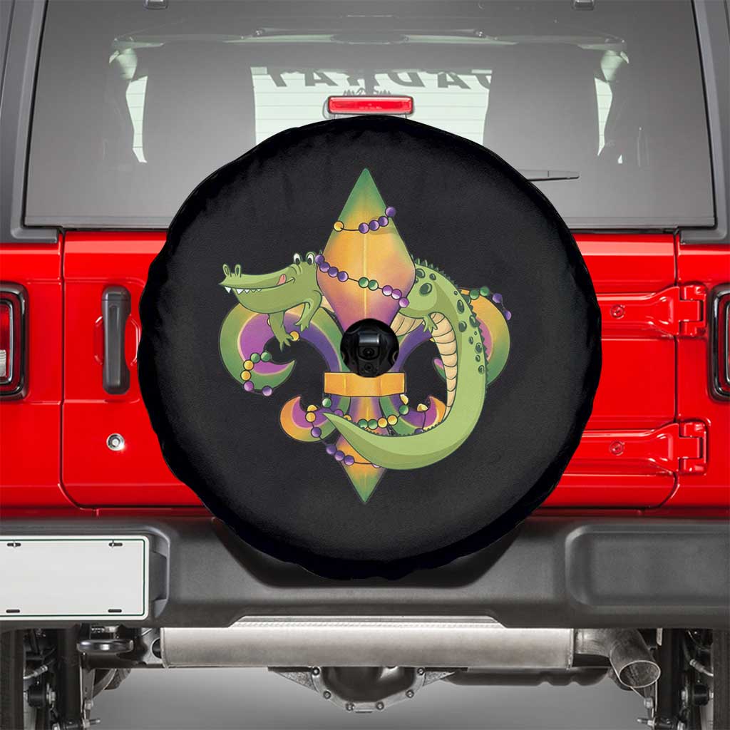 Mardi Gras Alligator Crocodiles Fleur De Lis Spare Tire Cover