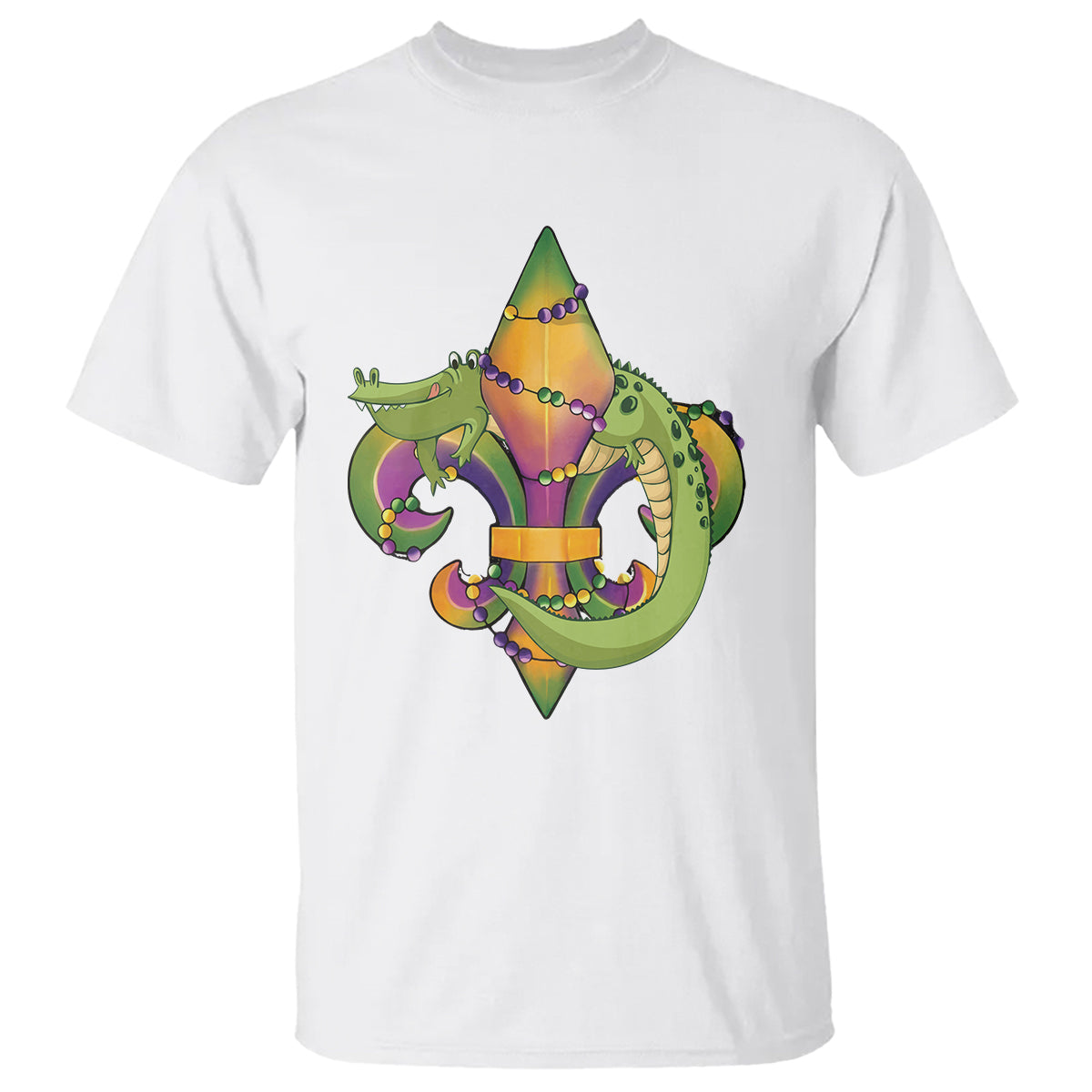Mardi Gras Alligator Crocodiles Fleur De Lis T Shirt - Wonder Print Shop