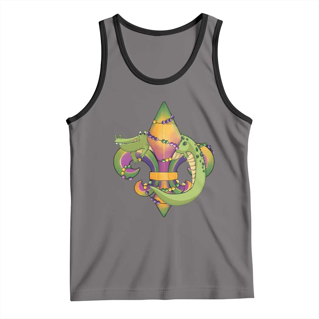 Mardi Gras Alligator Crocodiles Fleur De Lis Tank Top