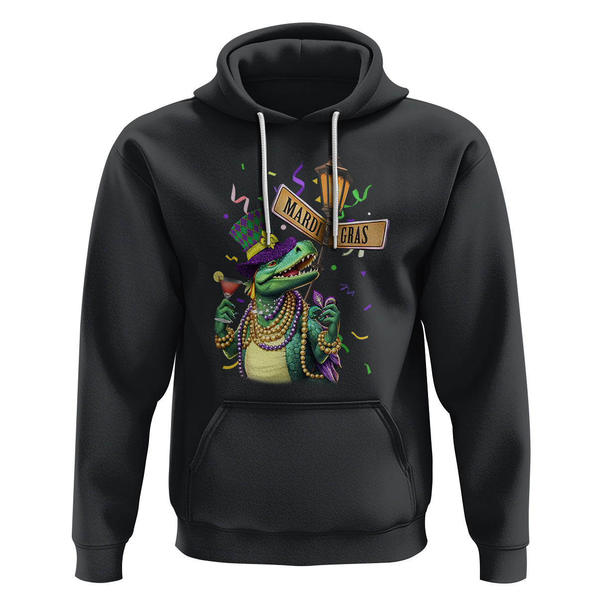 Bead Dinosaur Funny Mardi Grawr Gras Hoodie - Wonder Print Shop