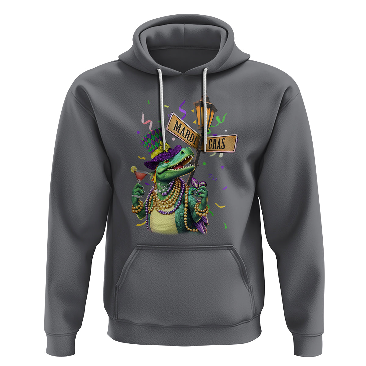 Bead Dinosaur Funny Mardi Grawr Gras Hoodie - Wonder Print Shop