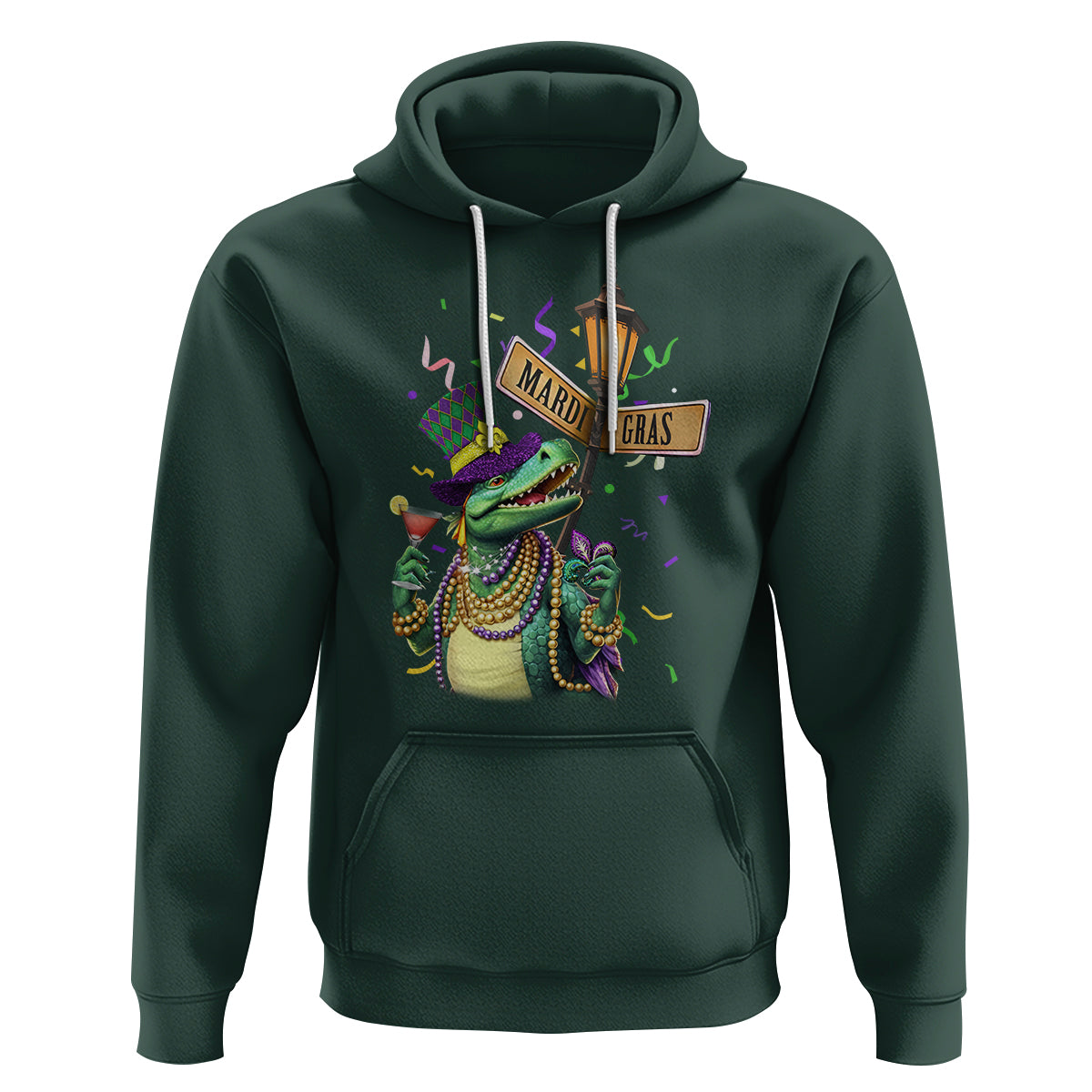 Bead Dinosaur Funny Mardi Grawr Gras Hoodie - Wonder Print Shop