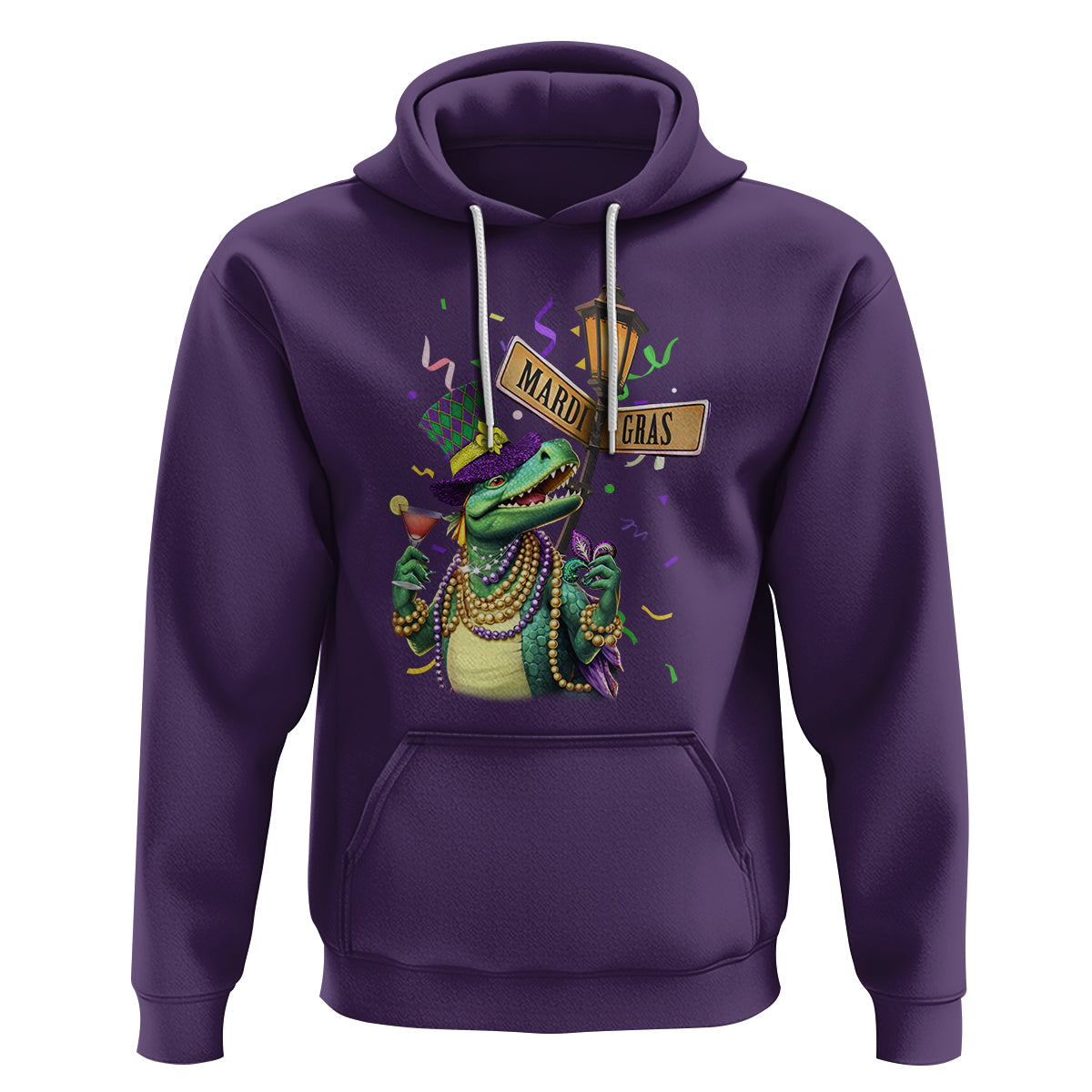 Bead Dinosaur Funny Mardi Grawr Gras Hoodie - Wonder Print Shop