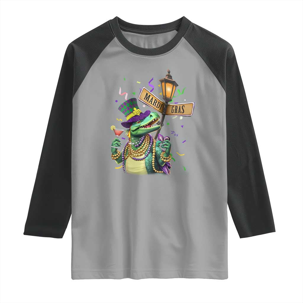 Bead Dinosaur Funny Mardi Grawr Gras Raglan Shirt