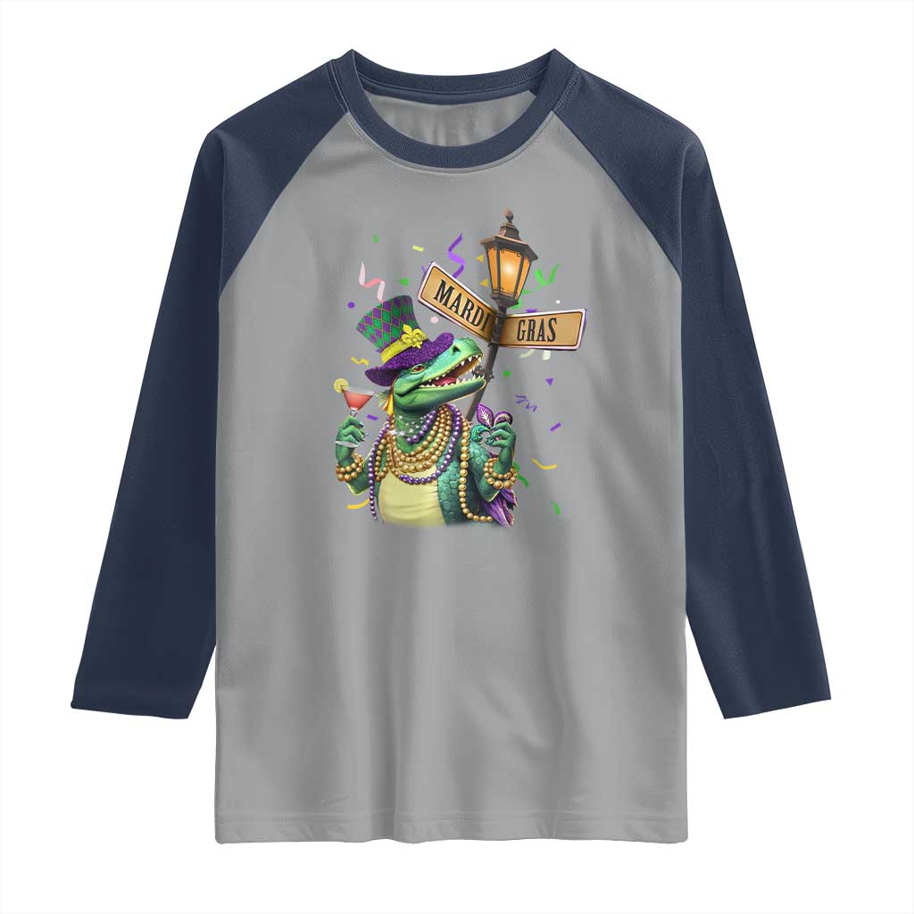 Bead Dinosaur Funny Mardi Grawr Gras Raglan Shirt
