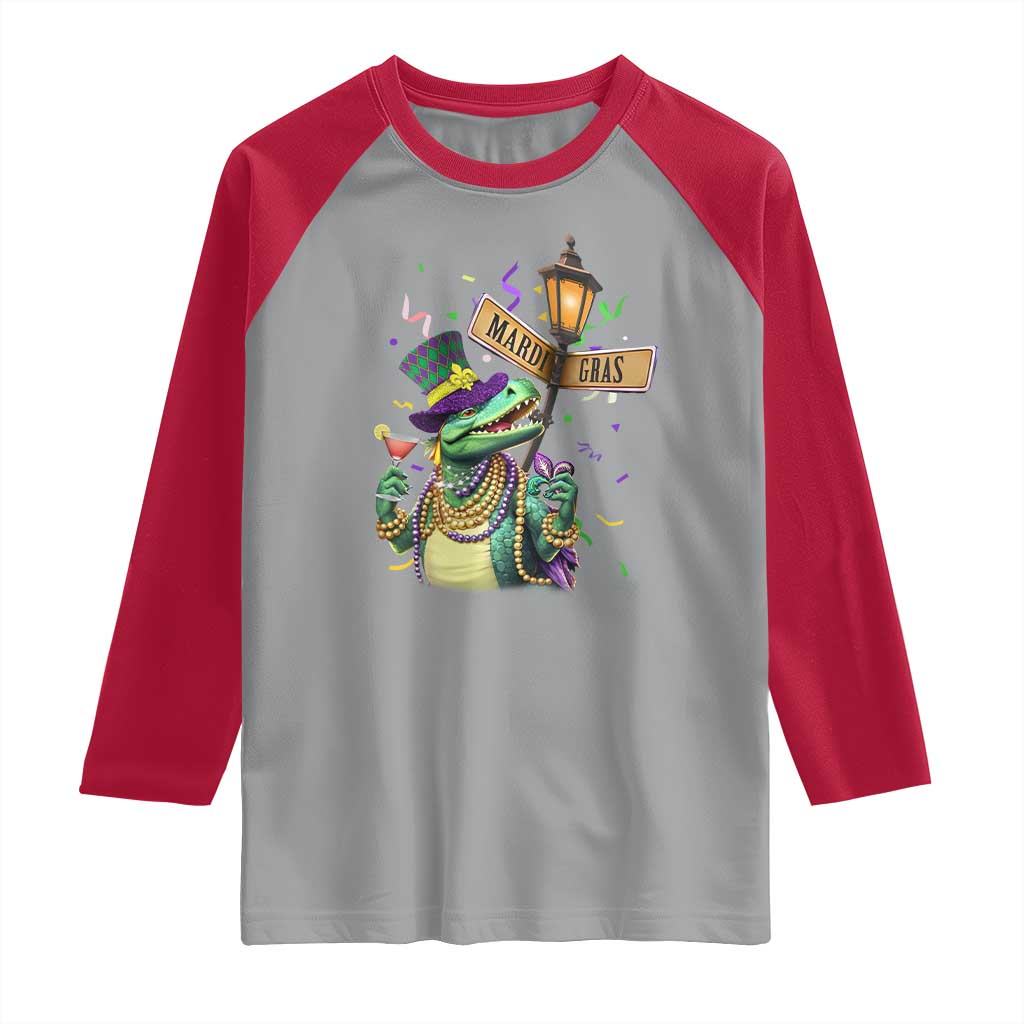 Bead Dinosaur Funny Mardi Grawr Gras Raglan Shirt