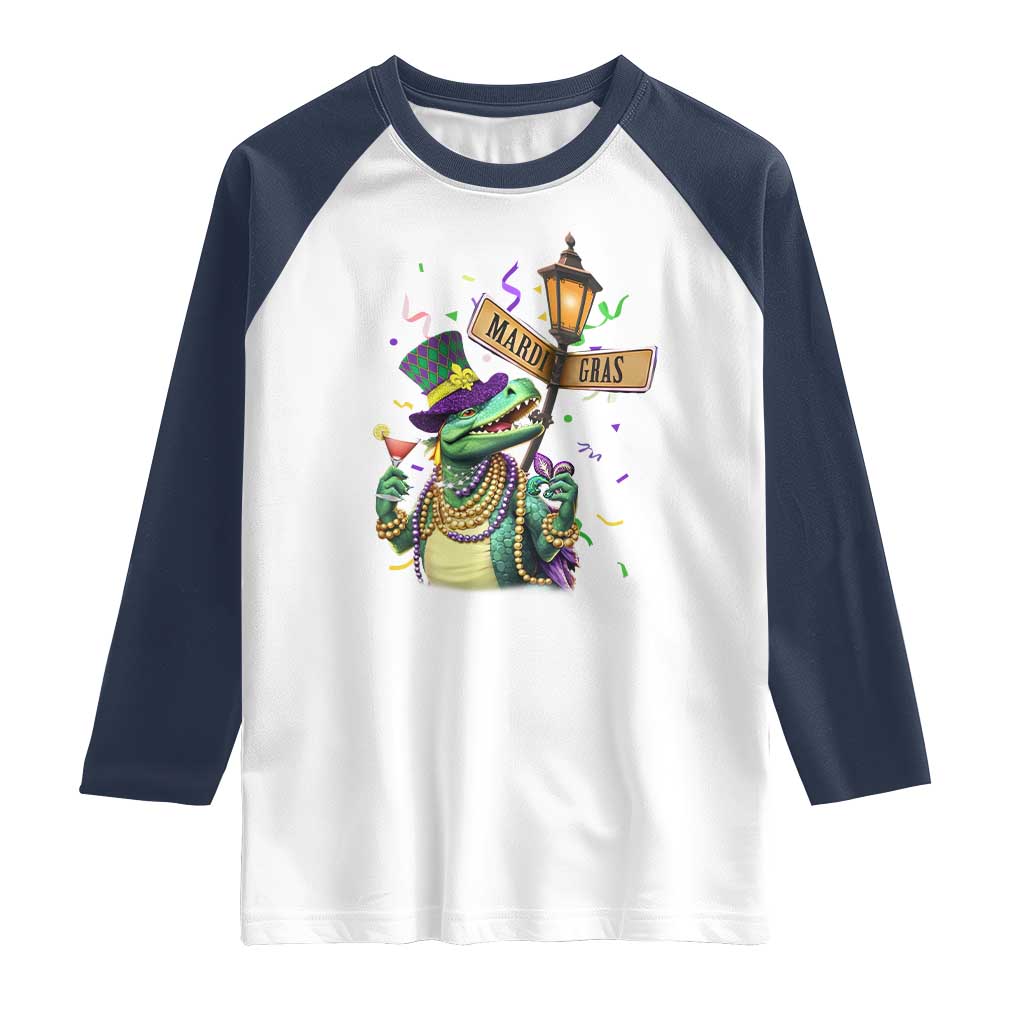 Bead Dinosaur Funny Mardi Grawr Gras Raglan Shirt