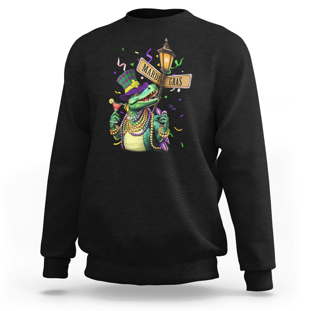 Bead Dinosaur Funny Mardi Grawr Gras Sweatshirt - Wonder Print Shop