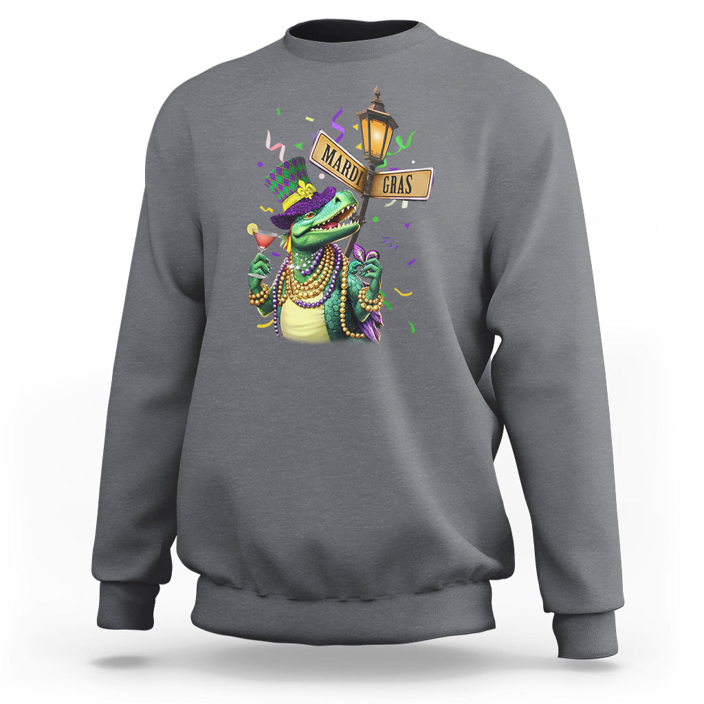 Bead Dinosaur Funny Mardi Grawr Gras Sweatshirt - Wonder Print Shop