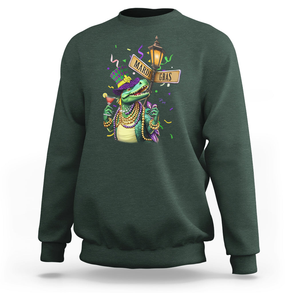 Bead Dinosaur Funny Mardi Grawr Gras Sweatshirt - Wonder Print Shop