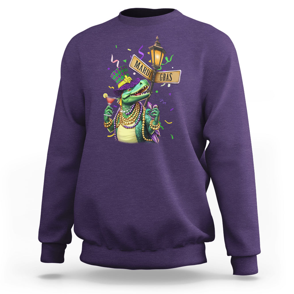 Bead Dinosaur Funny Mardi Grawr Gras Sweatshirt - Wonder Print Shop