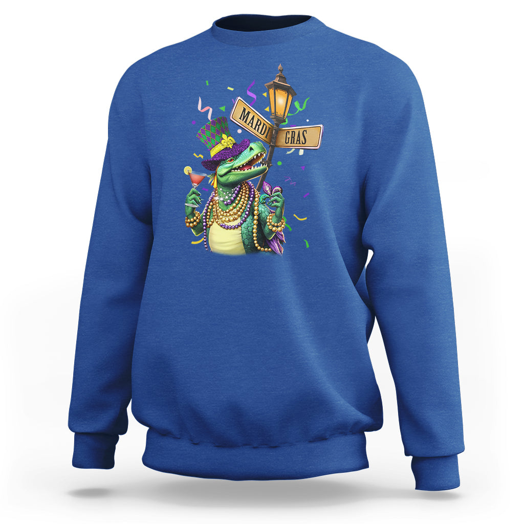 Bead Dinosaur Funny Mardi Grawr Gras Sweatshirt - Wonder Print Shop