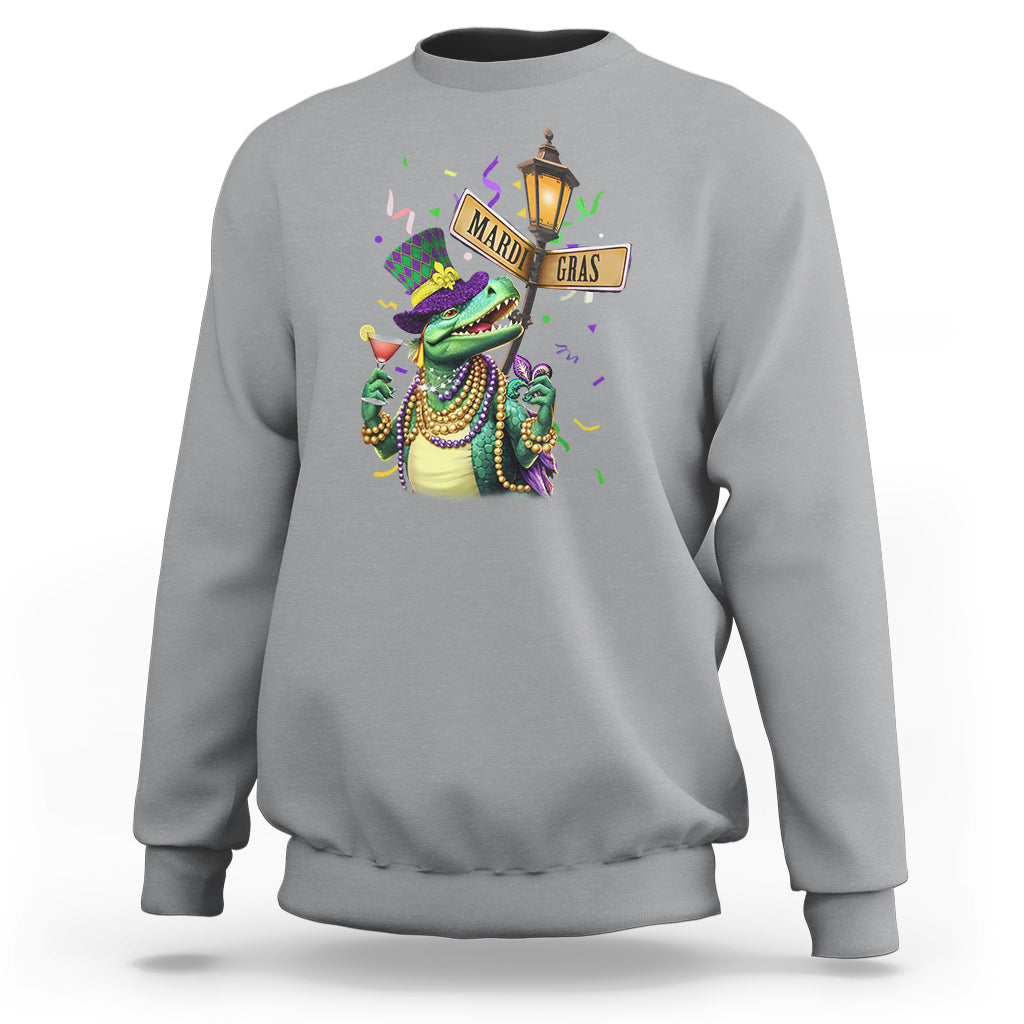Bead Dinosaur Funny Mardi Grawr Gras Sweatshirt - Wonder Print Shop