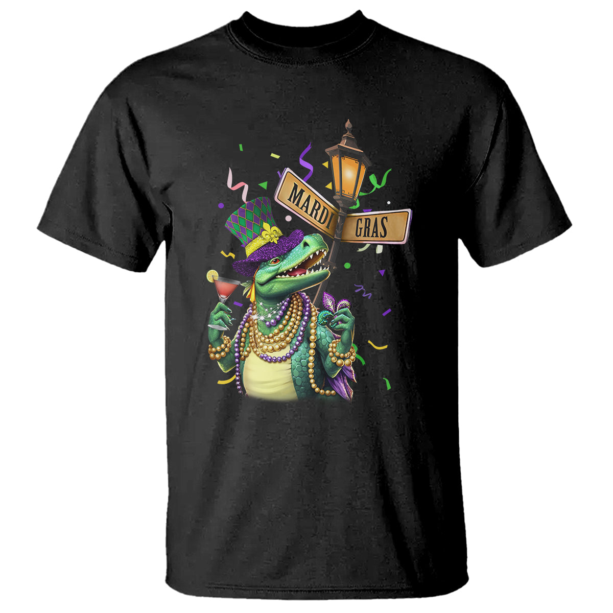 Bead Dinosaur Funny Mardi Grawr Gras T Shirt - Wonder Print Shop