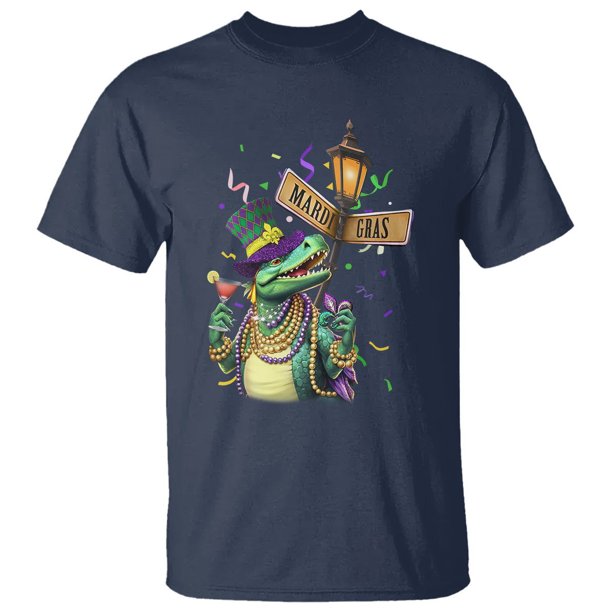 Bead Dinosaur Funny Mardi Grawr Gras T Shirt - Wonder Print Shop