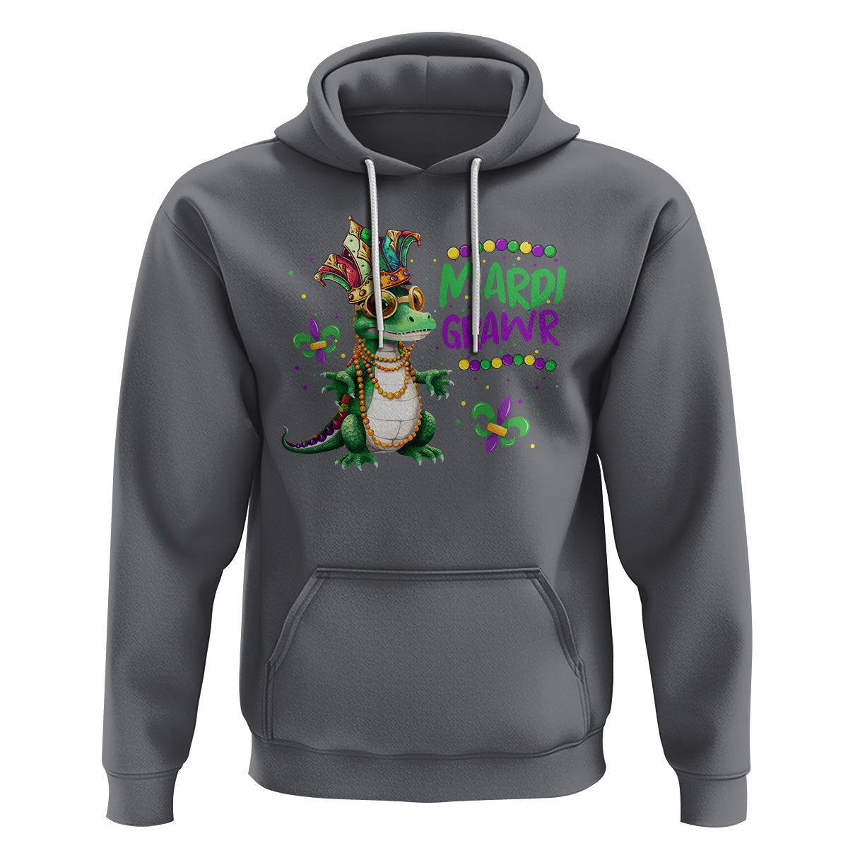 Mardi Grawr Gras Cute Bead Dinosaur Hoodie - Wonder Print Shop