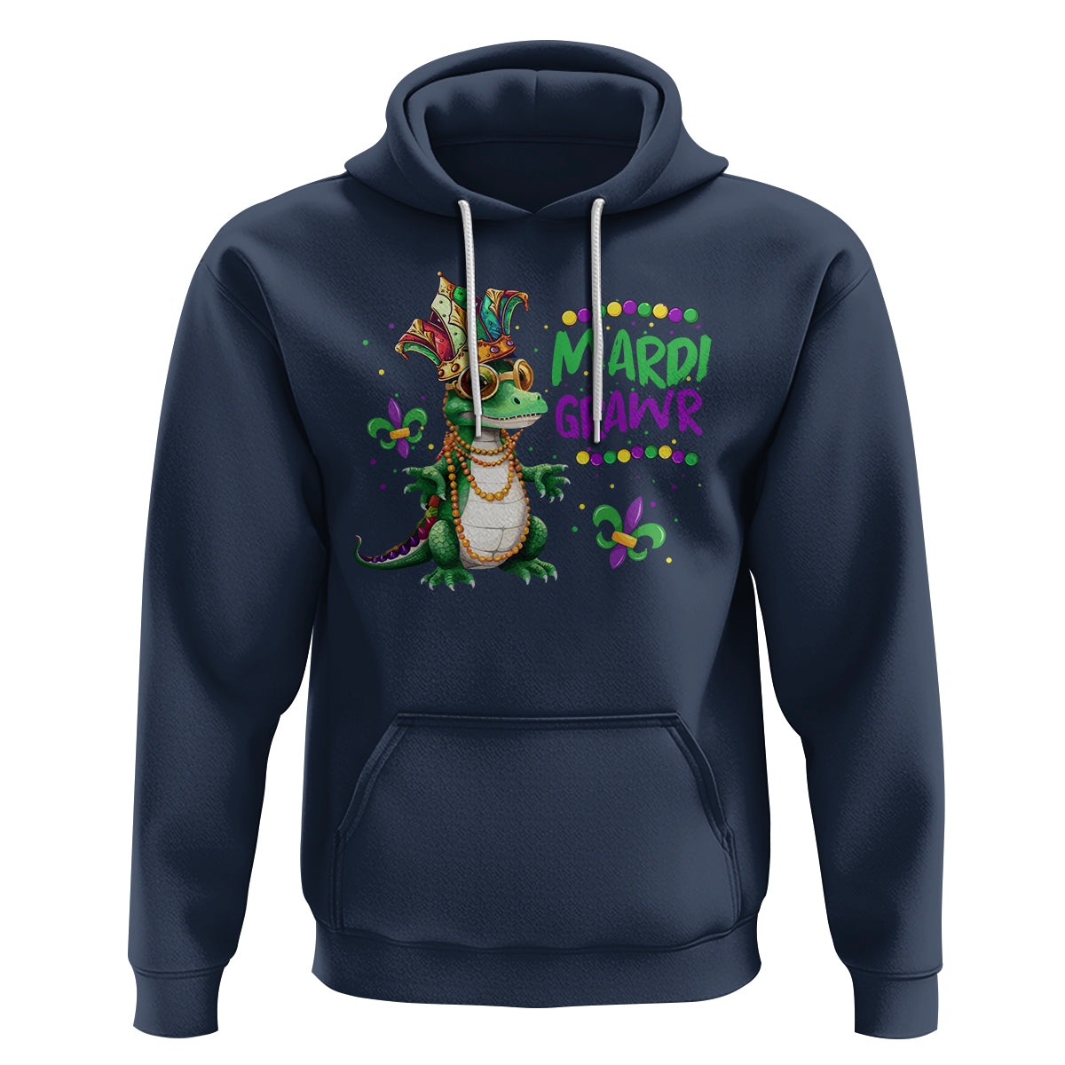 Mardi Grawr Gras Cute Bead Dinosaur Hoodie - Wonder Print Shop