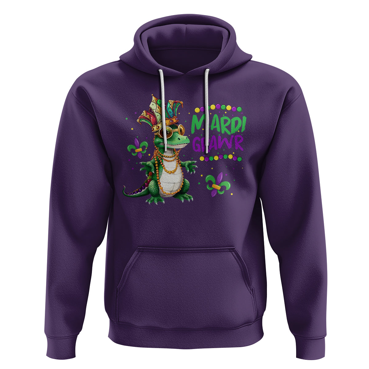 Mardi Grawr Gras Cute Bead Dinosaur Hoodie - Wonder Print Shop