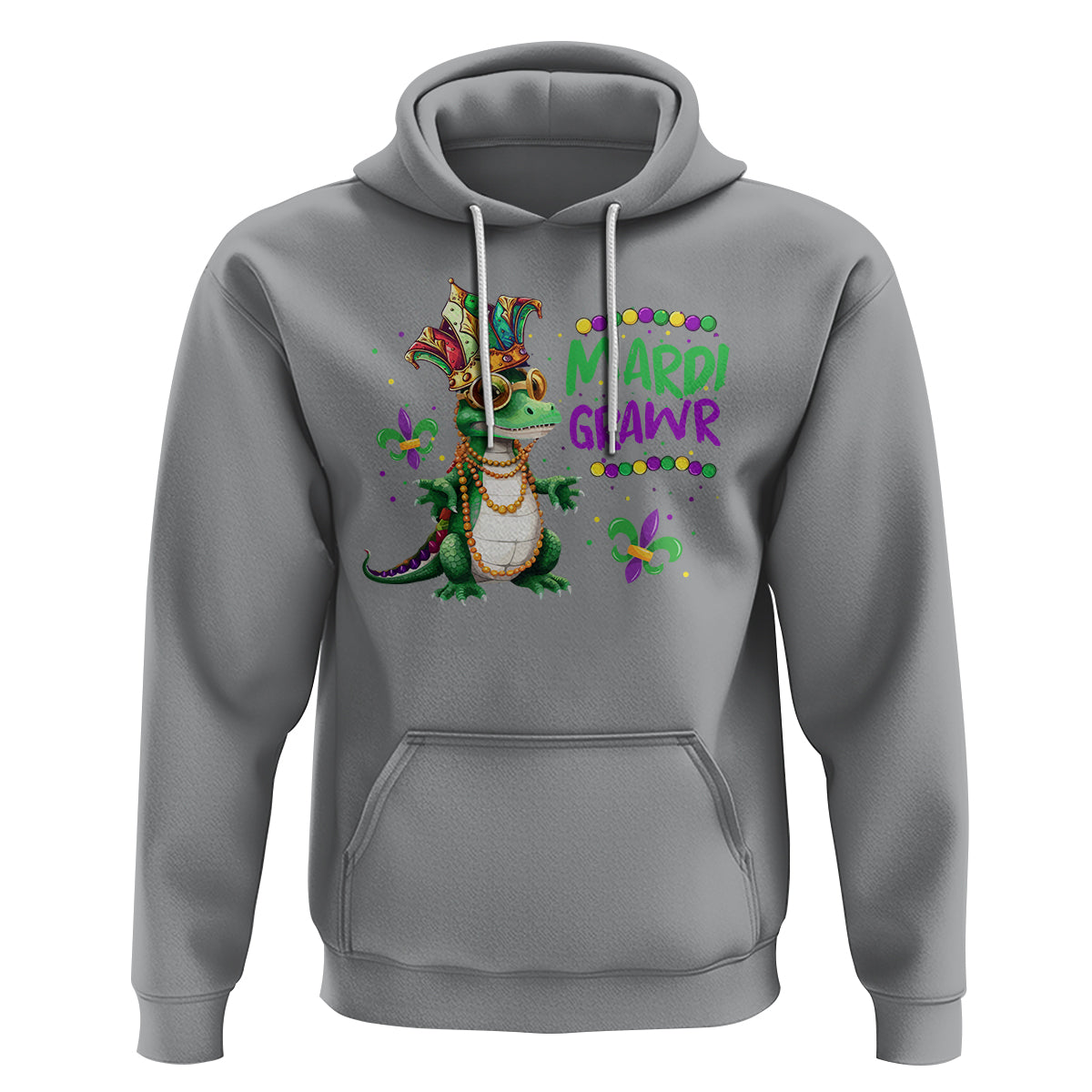 Mardi Grawr Gras Cute Bead Dinosaur Hoodie - Wonder Print Shop