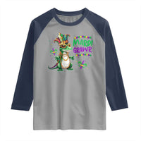 Mardi Grawr Gras Cute Bead Dinosaur Raglan Shirt