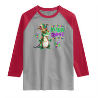 Mardi Grawr Gras Cute Bead Dinosaur Raglan Shirt