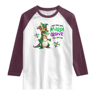 Mardi Grawr Gras Cute Bead Dinosaur Raglan Shirt