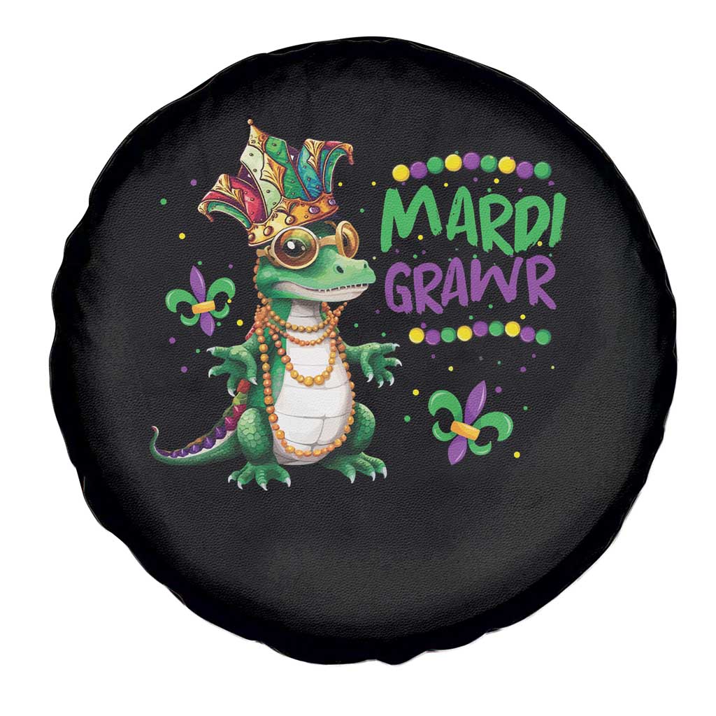 Mardi Grawr Gras Cute Bead Dinosaur Spare Tire Cover