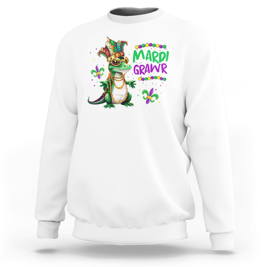 Mardi Grawr Gras Cute Bead Dinosaur Sweatshirt - Wonder Print Shop