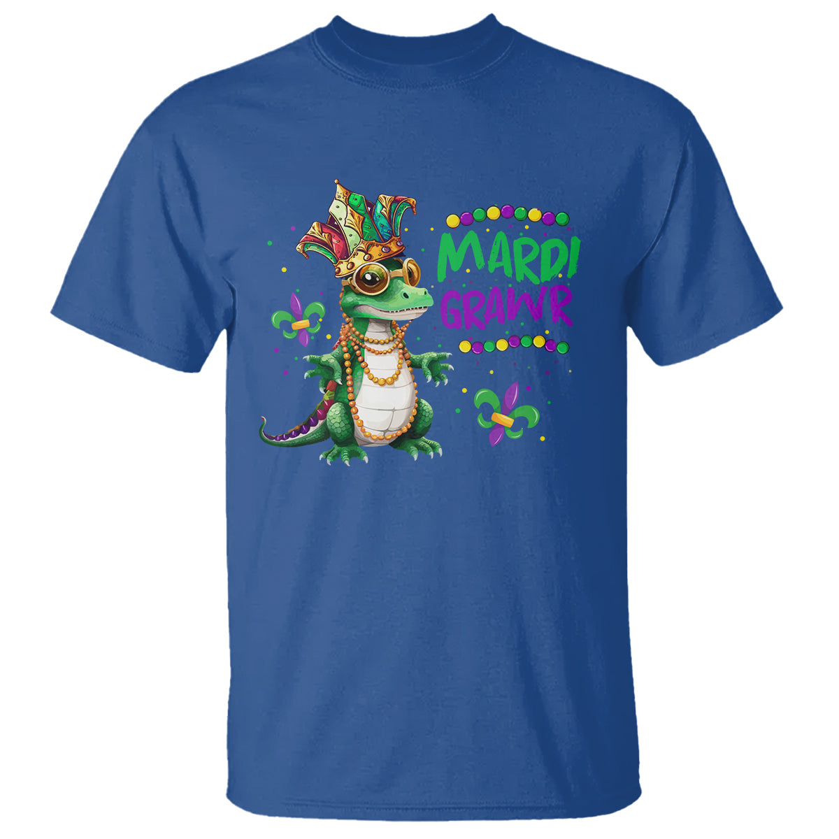 Mardi Grawr Gras Cute Bead Dinosaur T Shirt - Wonder Print Shop