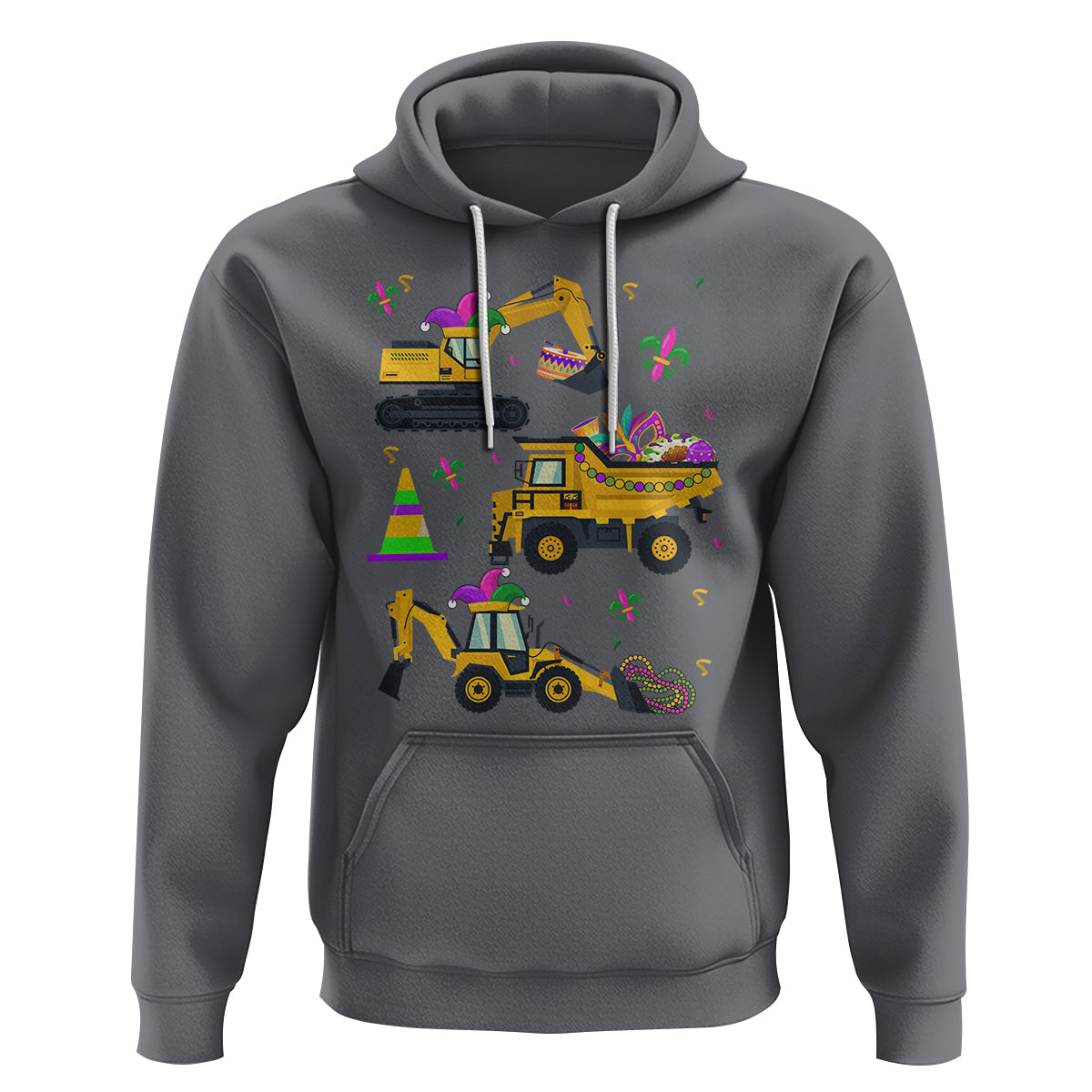 Mardi Gras Hoodie Jester Construction Vehicle Truck Fat Tuesday New Orleans - Wonder Print Shop