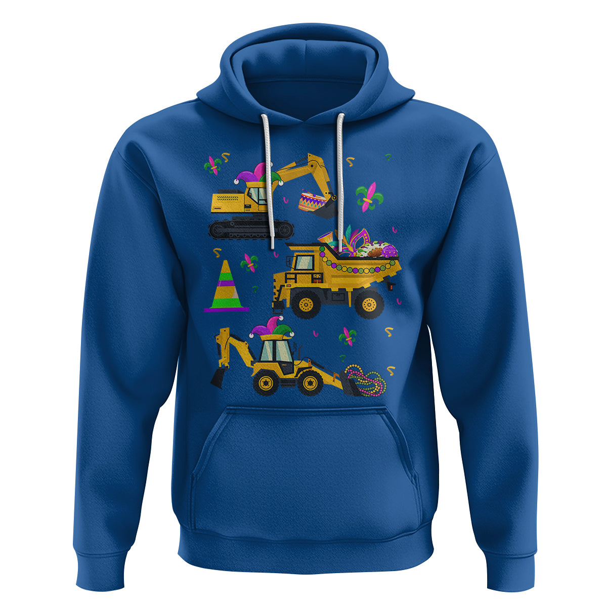 Mardi Gras Hoodie Jester Construction Vehicle Truck Fat Tuesday New Orleans - Wonder Print Shop