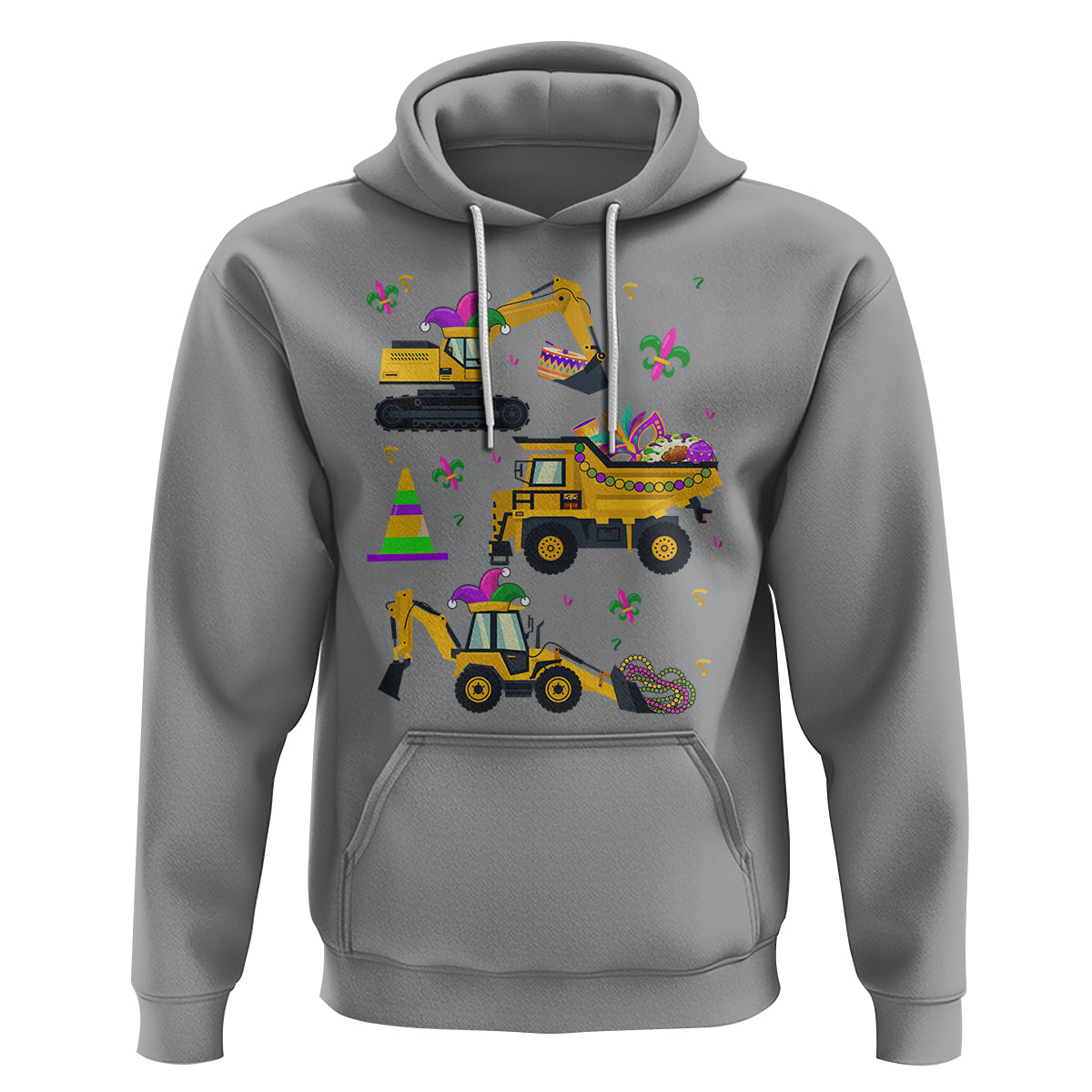 Mardi Gras Hoodie Jester Construction Vehicle Truck Fat Tuesday New Orleans - Wonder Print Shop