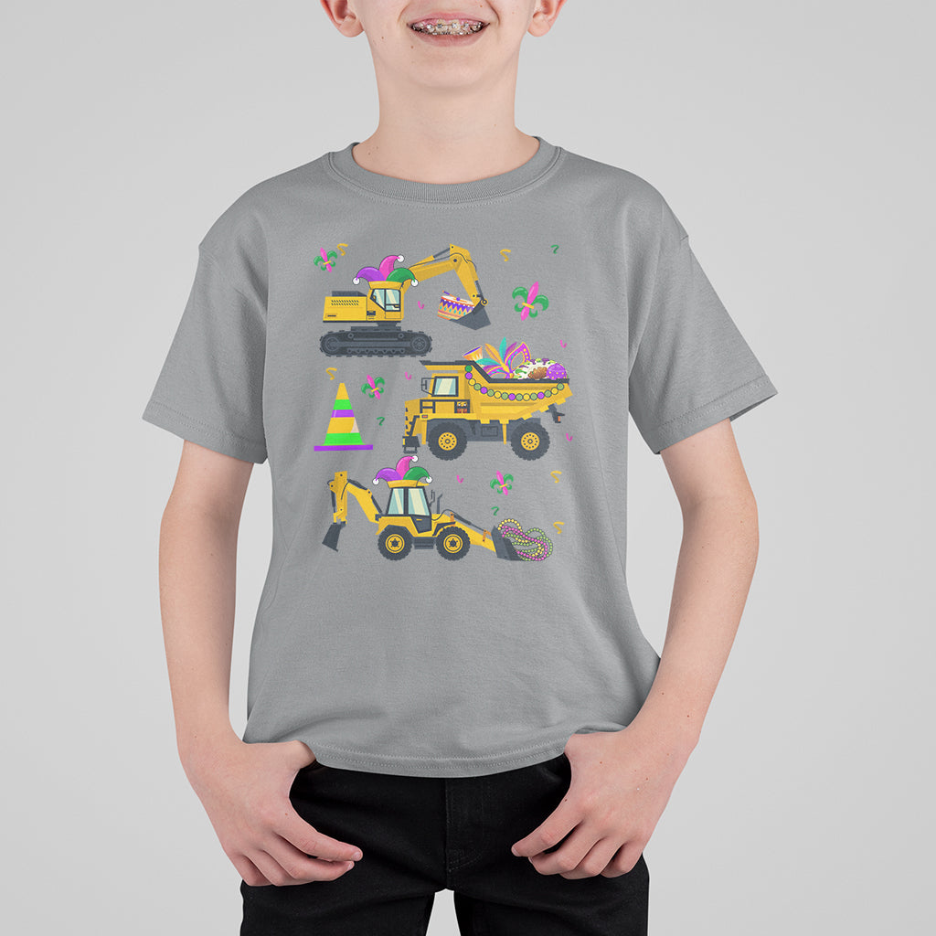 Mardi Gras T Shirt For Kid Jester Construction Vehicle Truck Fat Tuesday New Orleans - Wonder Print Shop