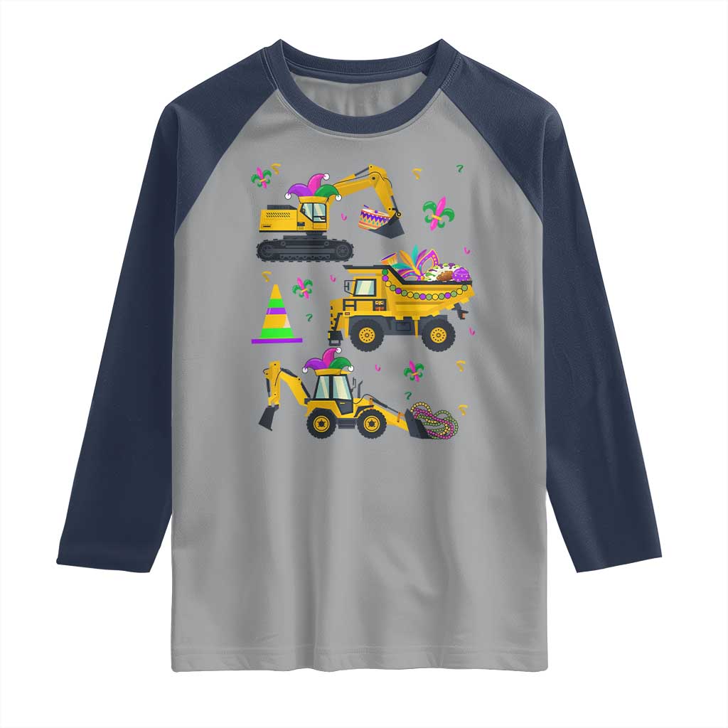 Mardi Gras Raglan Shirt Jester Construction Vehicle Truck Fat Tuesday New Orleans