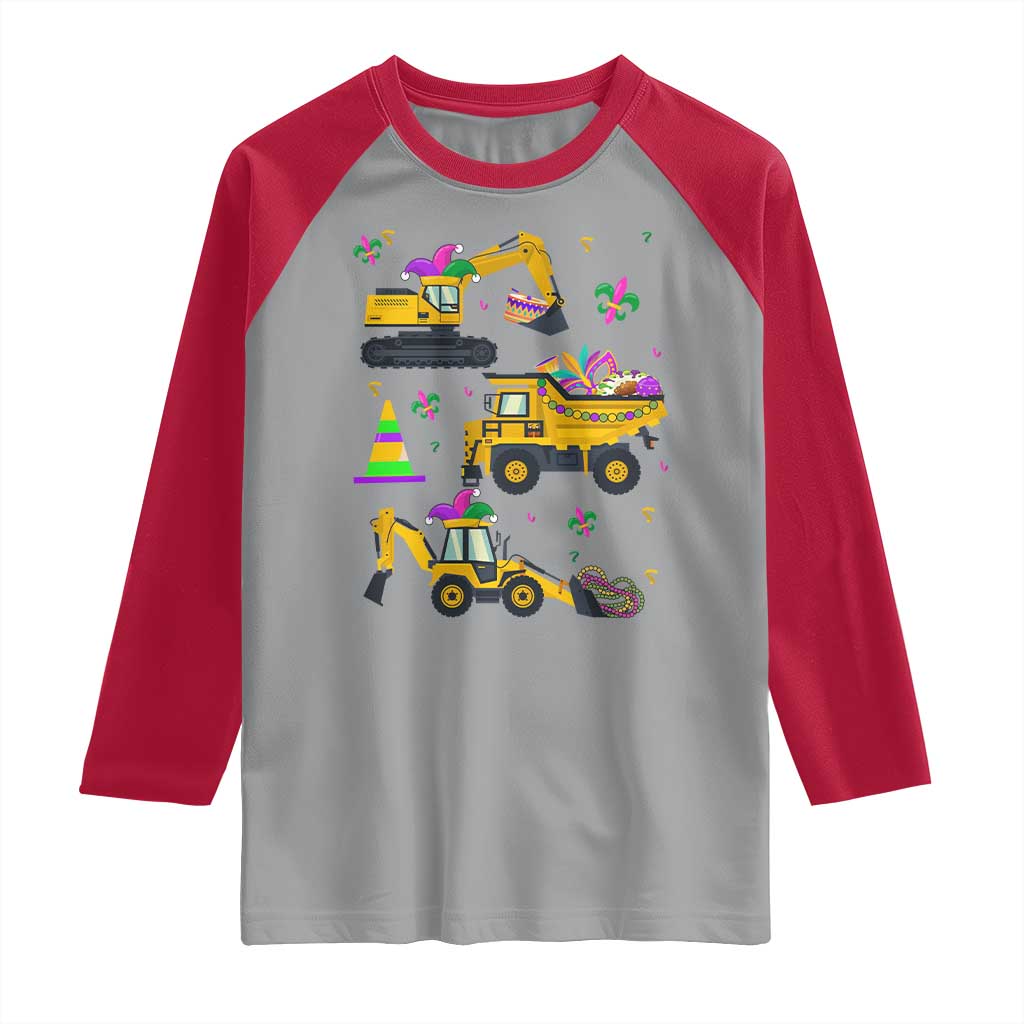 Mardi Gras Raglan Shirt Jester Construction Vehicle Truck Fat Tuesday New Orleans
