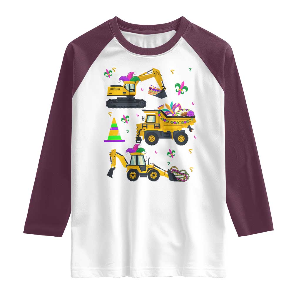 Mardi Gras Raglan Shirt Jester Construction Vehicle Truck Fat Tuesday New Orleans