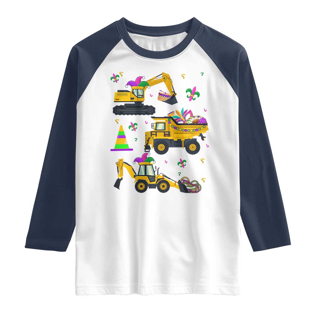 Mardi Gras Raglan Shirt Jester Construction Vehicle Truck Fat Tuesday New Orleans