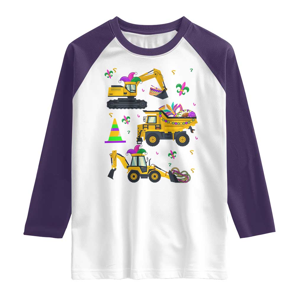 Mardi Gras Raglan Shirt Jester Construction Vehicle Truck Fat Tuesday New Orleans