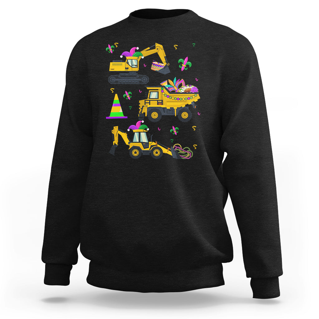 Mardi Gras Sweatshirt Jester Construction Vehicle Truck Fat Tuesday New Orleans