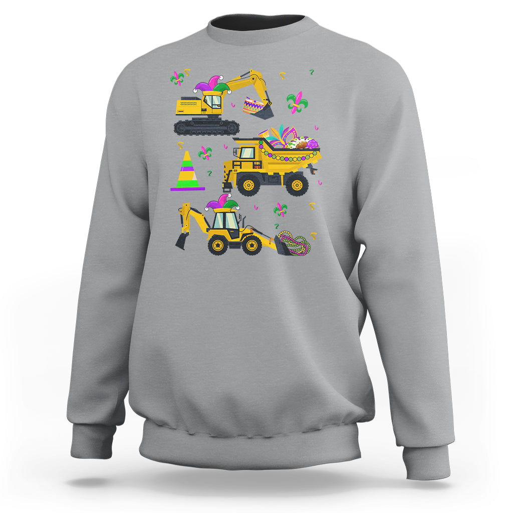 Mardi Gras Sweatshirt Jester Construction Vehicle Truck Fat Tuesday New Orleans - Wonder Print Shop