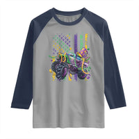 Mardi Gras Monster Truck Beads Flag Raglan Shirt