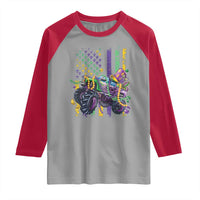 Mardi Gras Monster Truck Beads Flag Raglan Shirt