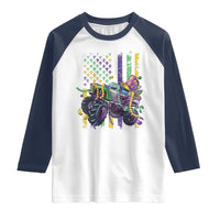 Mardi Gras Monster Truck Beads Flag Raglan Shirt